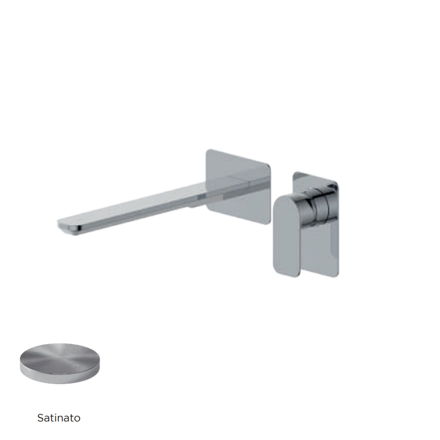 Miscelatore monocomando lavabo murale RubiFlux serie Azzurro canna 25 cm - Satinato