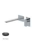 Miscelatore monocomando lavabo murale RubiFlux serie Azzurro canna 25 cm - Nero Opaco