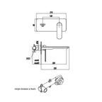 Miscelatore monocomando lavabo murale con piastra RubiFlux serie Azzurro canna 20 cm - Cromo