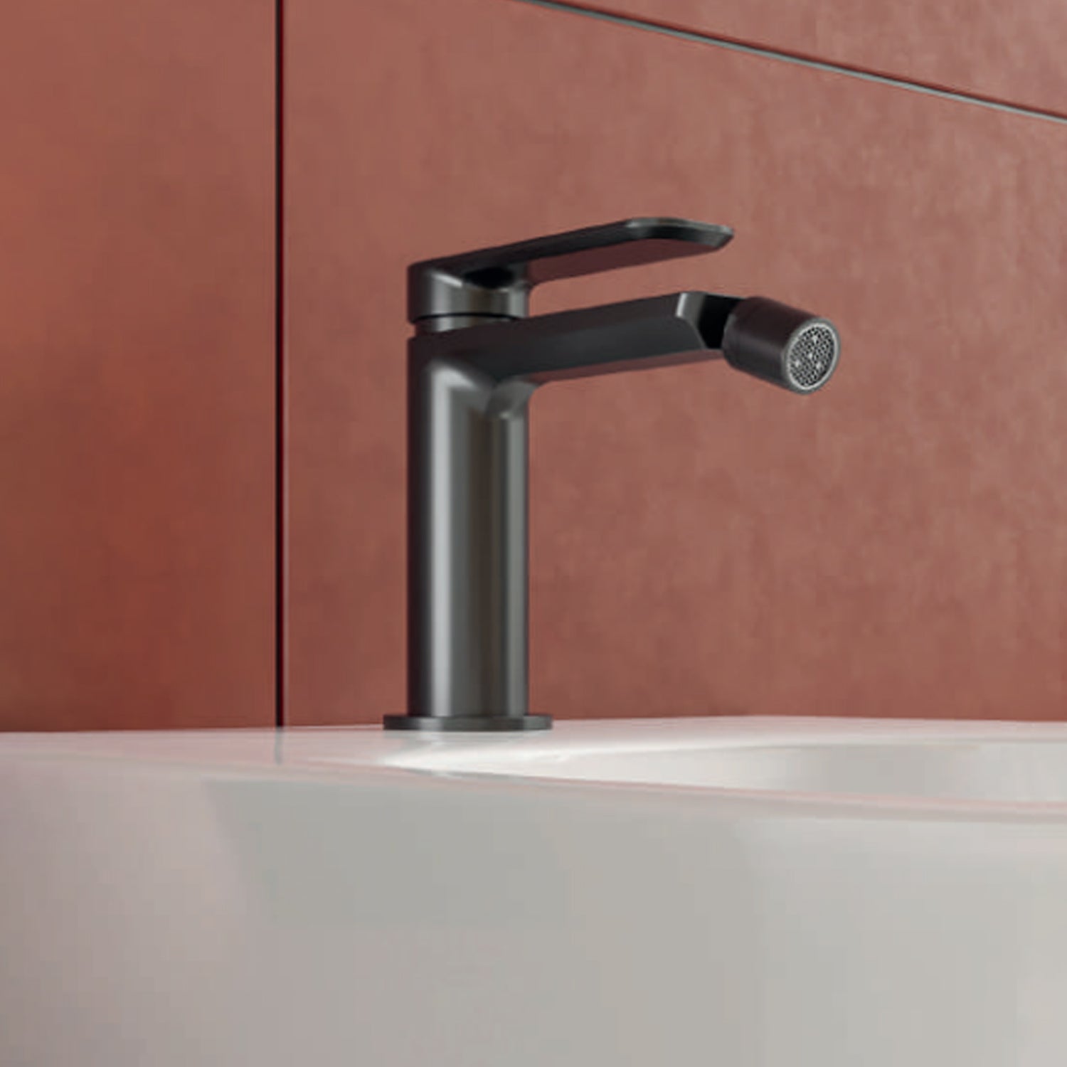 Miscelatore monocomando bidet RubiFlux serie Azzurro - Nero Opaco