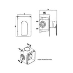 Miscelatore monocomando incasso per doccia RubiFlux serie Azzurro - Cromo