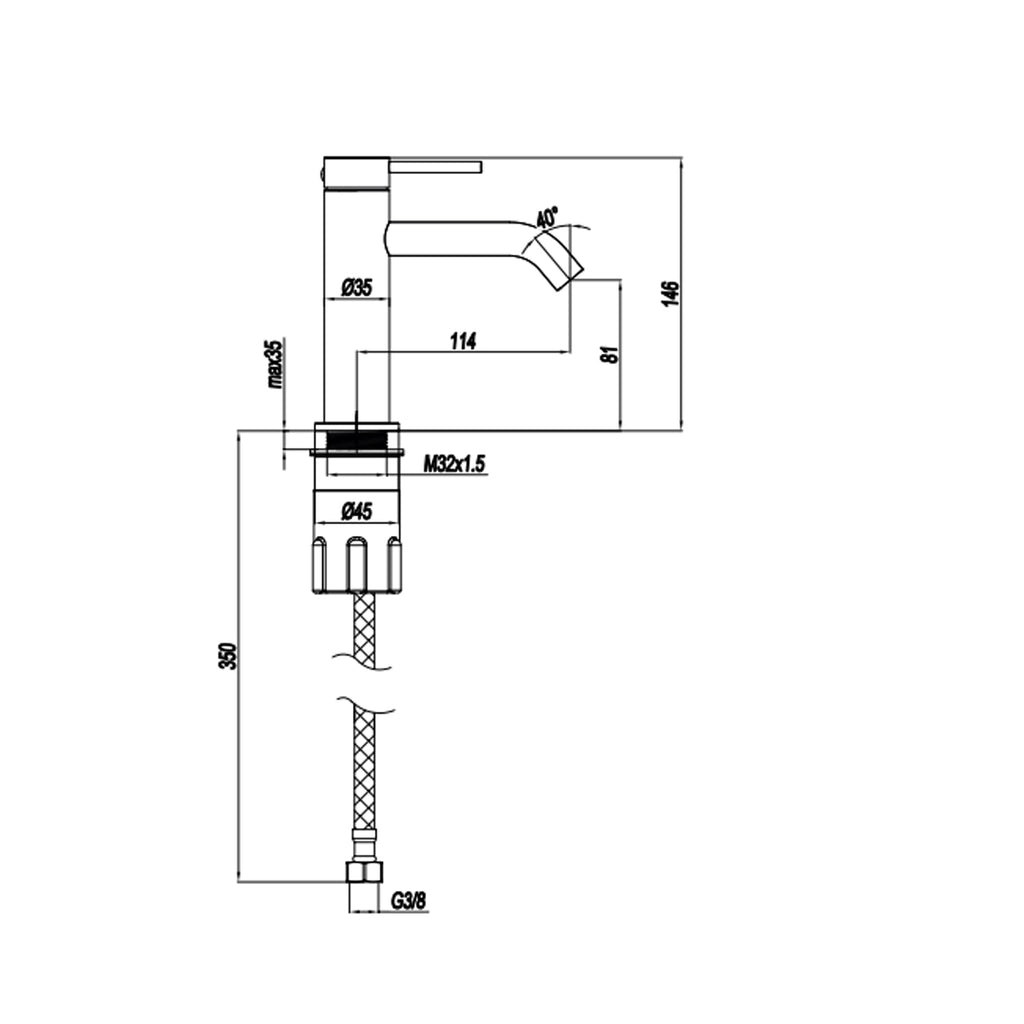 Miscelatore monocomando lavabo RubiFlux serie Aria - Acciaio satinato