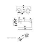 Miscelatore monocomando lavabo murale serie RubiFlux serie Azzurro canna 25 cm - Acciaio Satinato