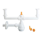 Sifone tipo M per lavelli a 2 vie con attacco lavastoviglie verticale 1"1/2