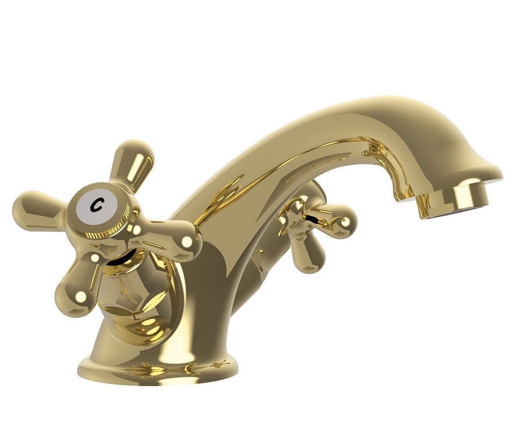 Miscelatore lavabo con scarico Paffoni Iris in ottone - Gold Finish