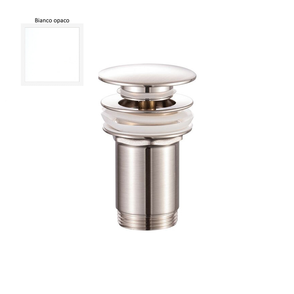 Scarico Click Clack senza troppo pieno in ottone bianco opaco