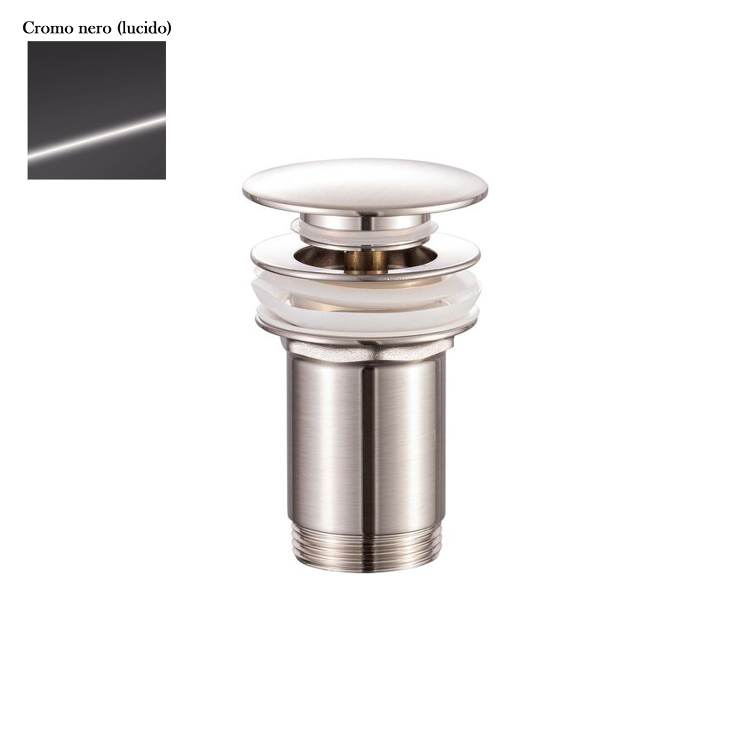 Scarico Click Clack senza troppo pieno in ottone cromo nero