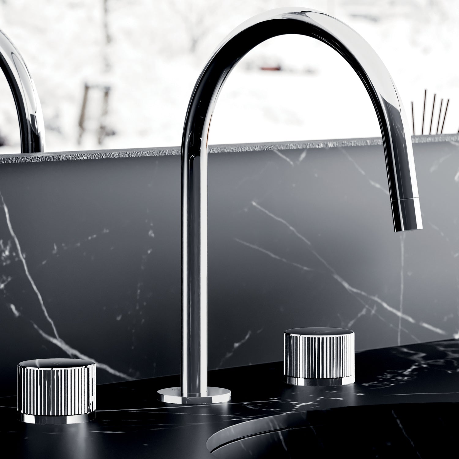 Batteria ad incasso per lavabo a tre fori collezione Jo Paffoni