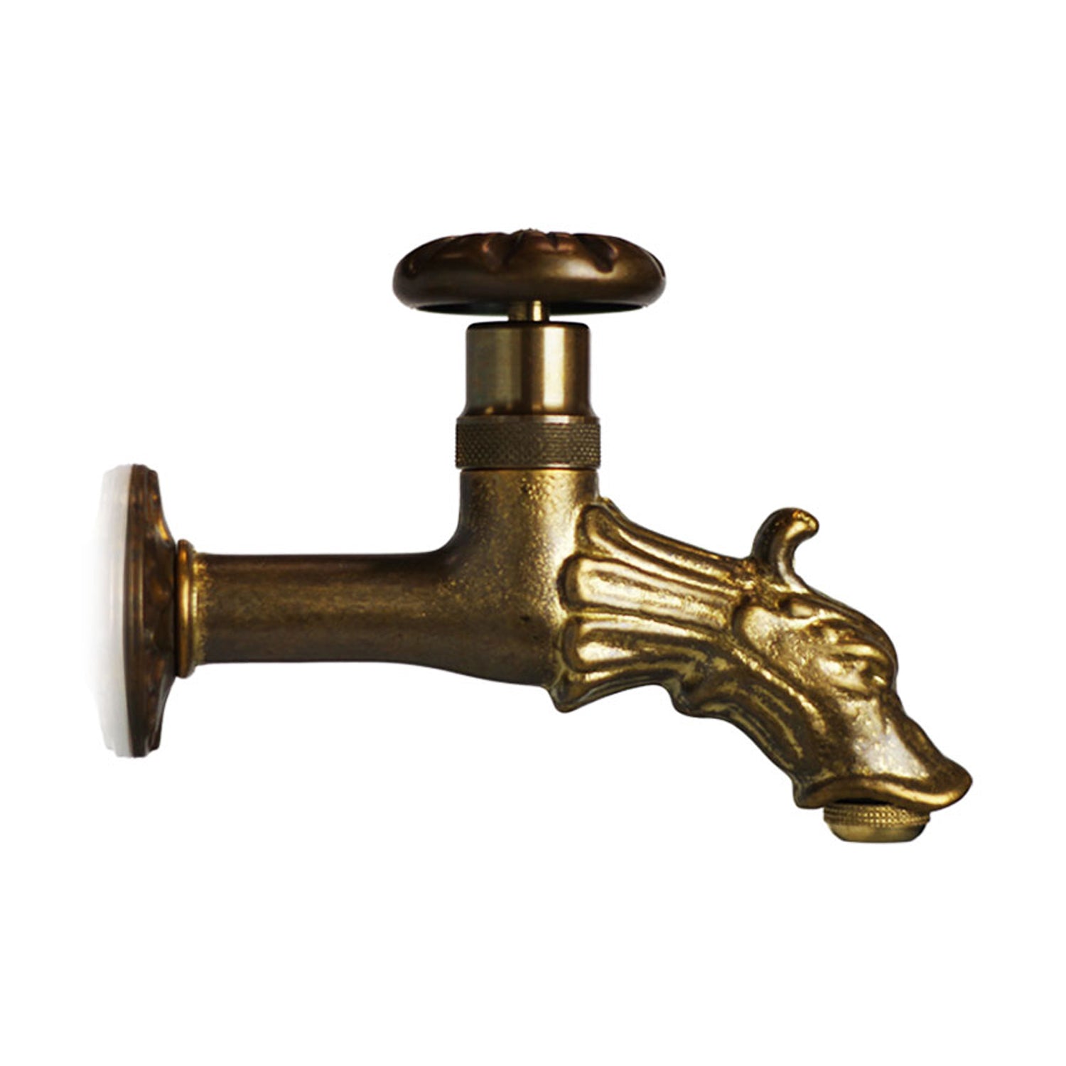 Rubinetto per esterni in ottone bronzato con attacco 1/2" a forma animale