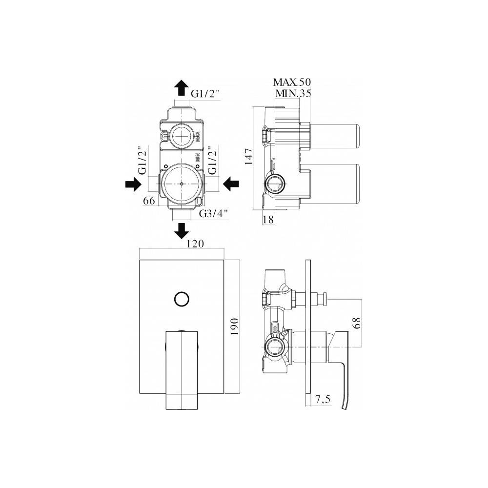 Miscelatore doccia incasso Paffoni serie ELLE - Steel Looking