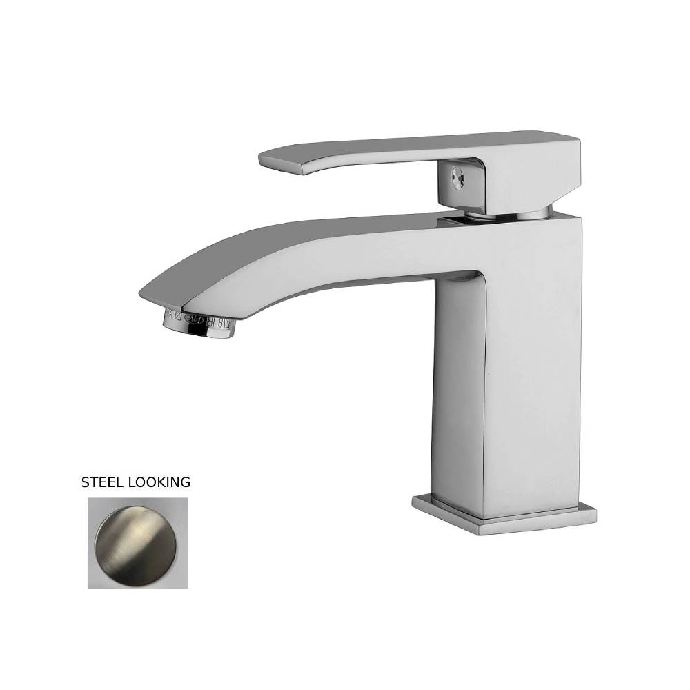 Miscelatore lavabo senza scarico serie Level modello LES071ST steel looking Paffoni