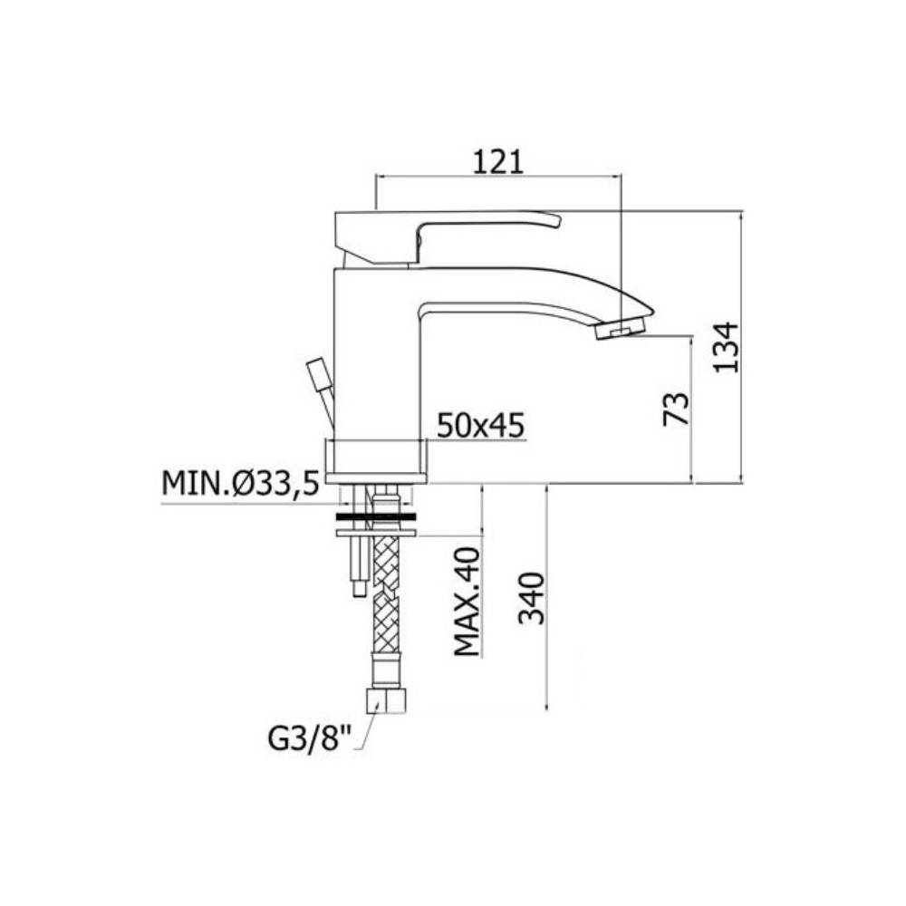 Miscelatore lavabo senza scarico serie Level modello LES071ST steel looking Paffoni