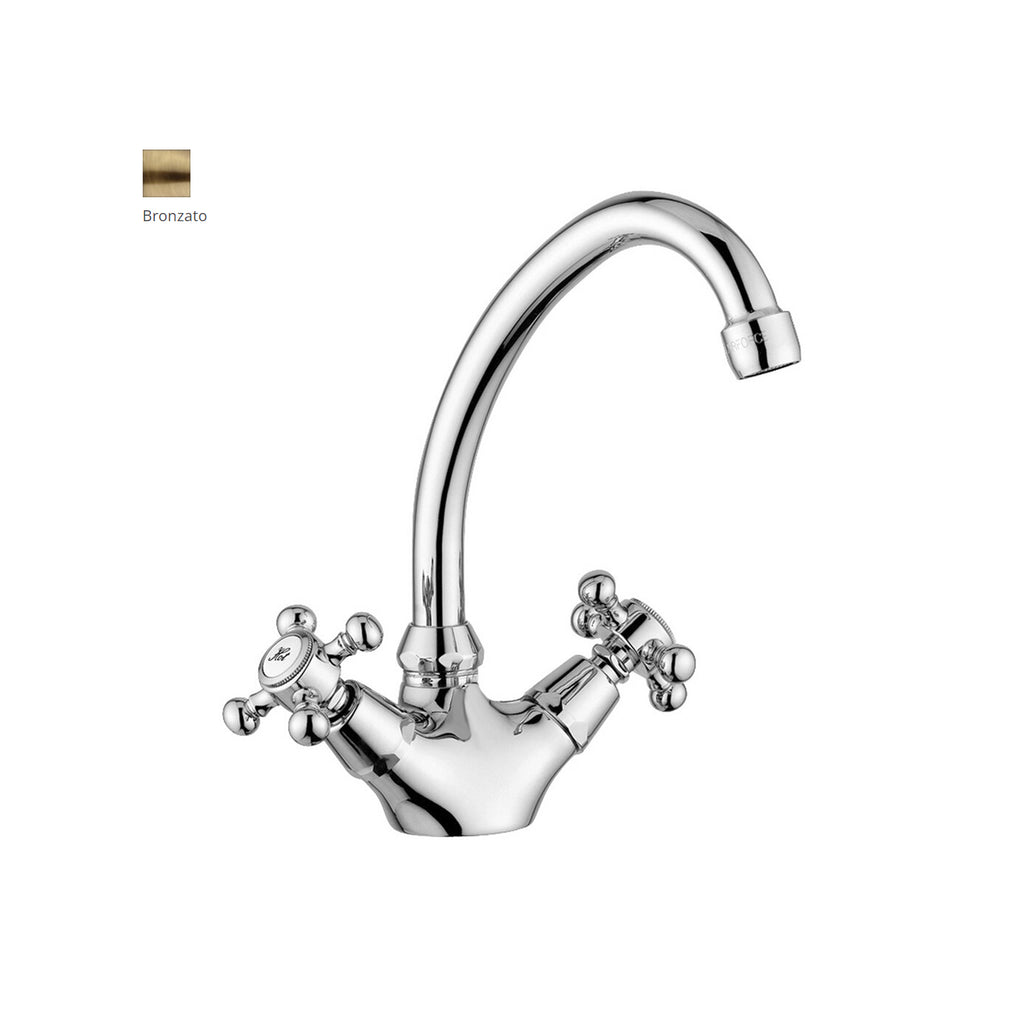 Monoforo lavabo con canna orientabile Paffoni serie Viola - Bronzato
