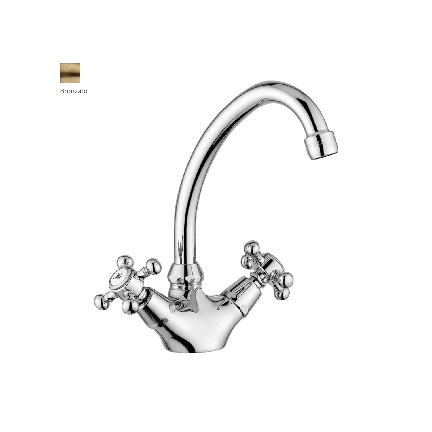 Monoforo lavabo con canna orientabile Paffoni serie Viola - Bronzato