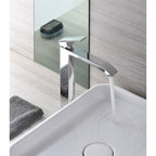 Miscelatore lavabo alto prolungato con piletta serie Level modello LES085ST steel looking Paffoni