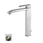 Miscelatore lavabo alto prolungato con piletta serie Level modello LES085ST steel looking Paffoni