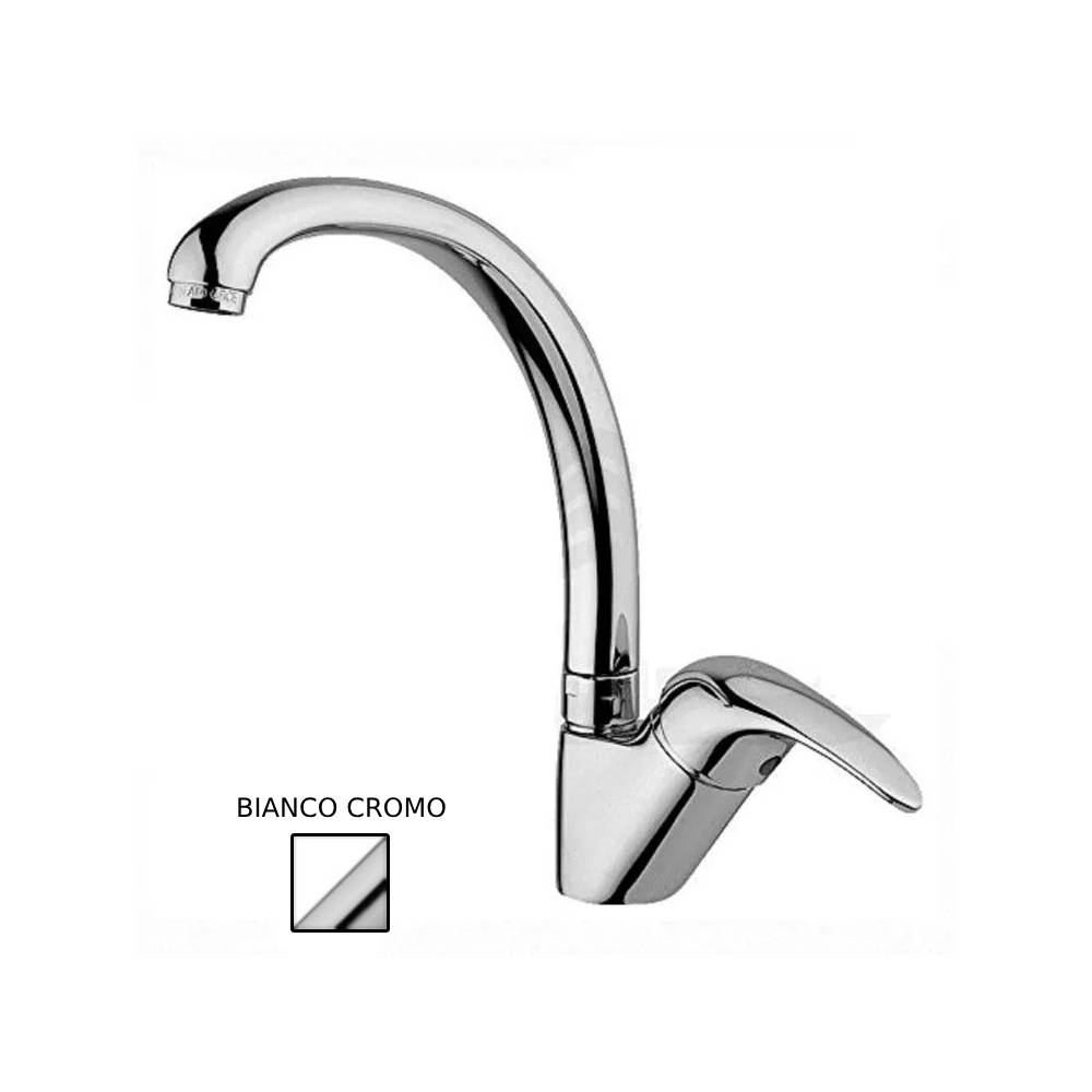 Miscelatore lavello monoforo con canna alta orientabile serie Nettuno due Paffoni - Bianco
