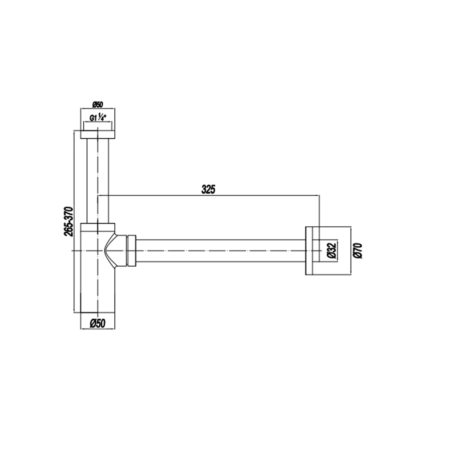 Sifone tondo per lavabo RubiFlux serie Aria â€“ Acciaio Satinato 316L