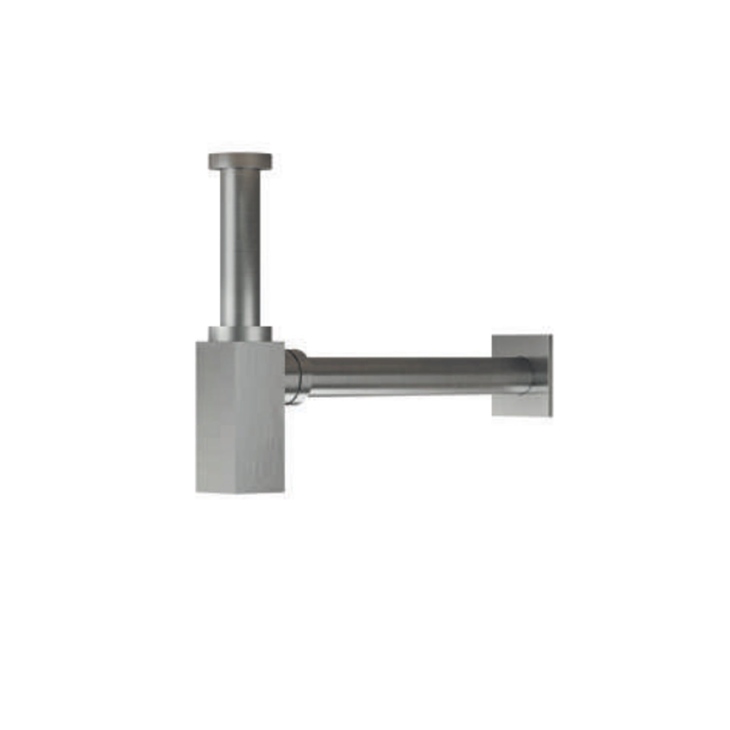 Sifone quadrato per lavabo RubiFlux serie Aria â€“ Acciaio Satinato 316L