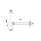 Sifone quadrato per lavabo RubiFlux serie Aria â€“ Acciaio Satinato 316L