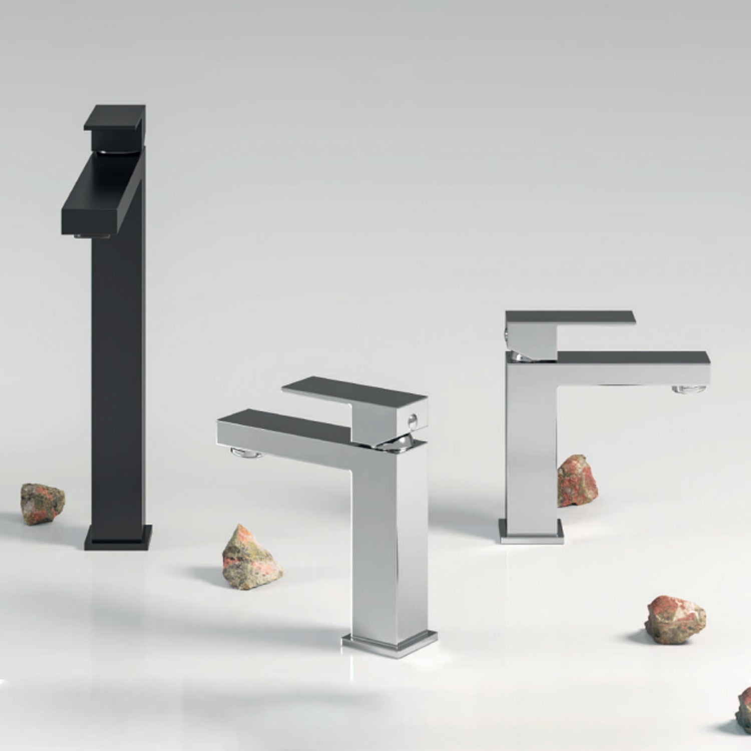 Miscelatore monocomando lavabo alto RubiFlux serie Rose - Nero Opaco