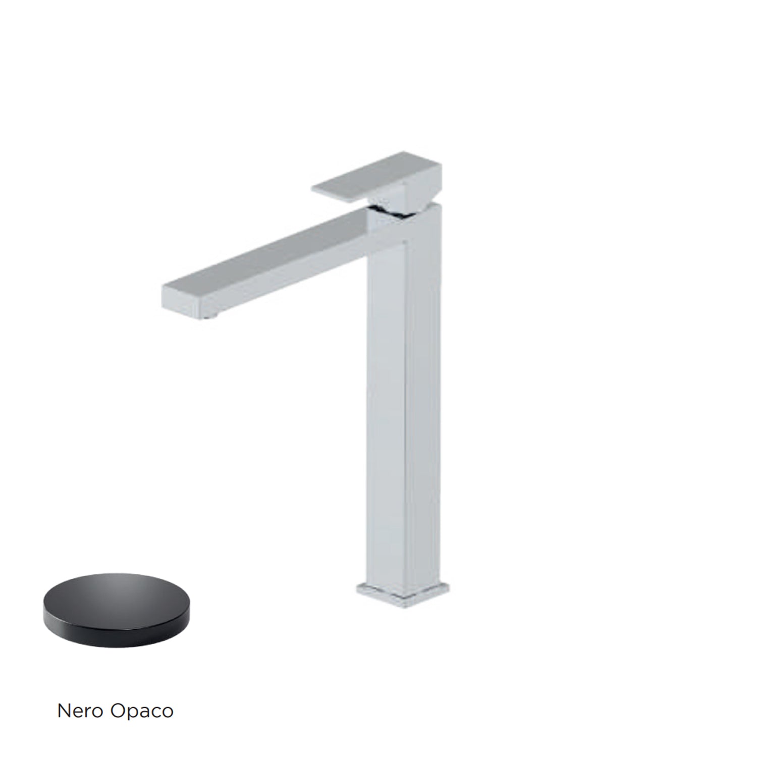 Miscelatore monocomando lavabo alto RubiFlux serie Rose - Nero Opaco