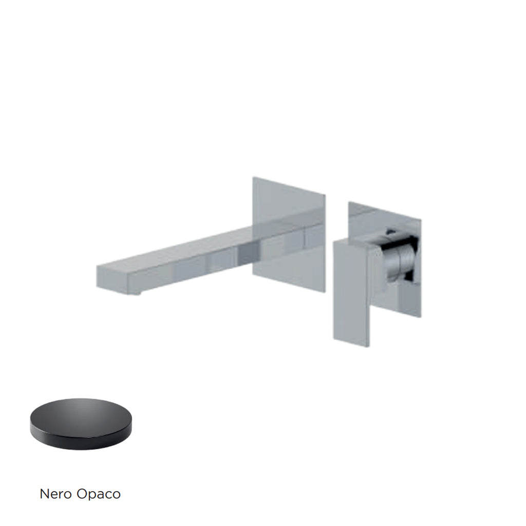 Miscelatore monocomando lavabo murale RubiFlux serie Rose canna 20 cm - Nero Opaco