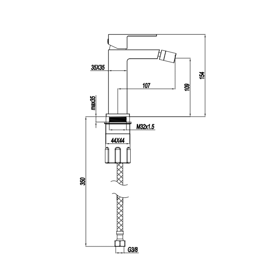 Miscelatore monocomando bidet RubiFlux serie Rose - Nero Opaco