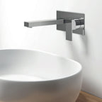 Miscelatore monocomando lavabo murale con piastra RubiFlux serie Rose canna 20 cm - Cromo