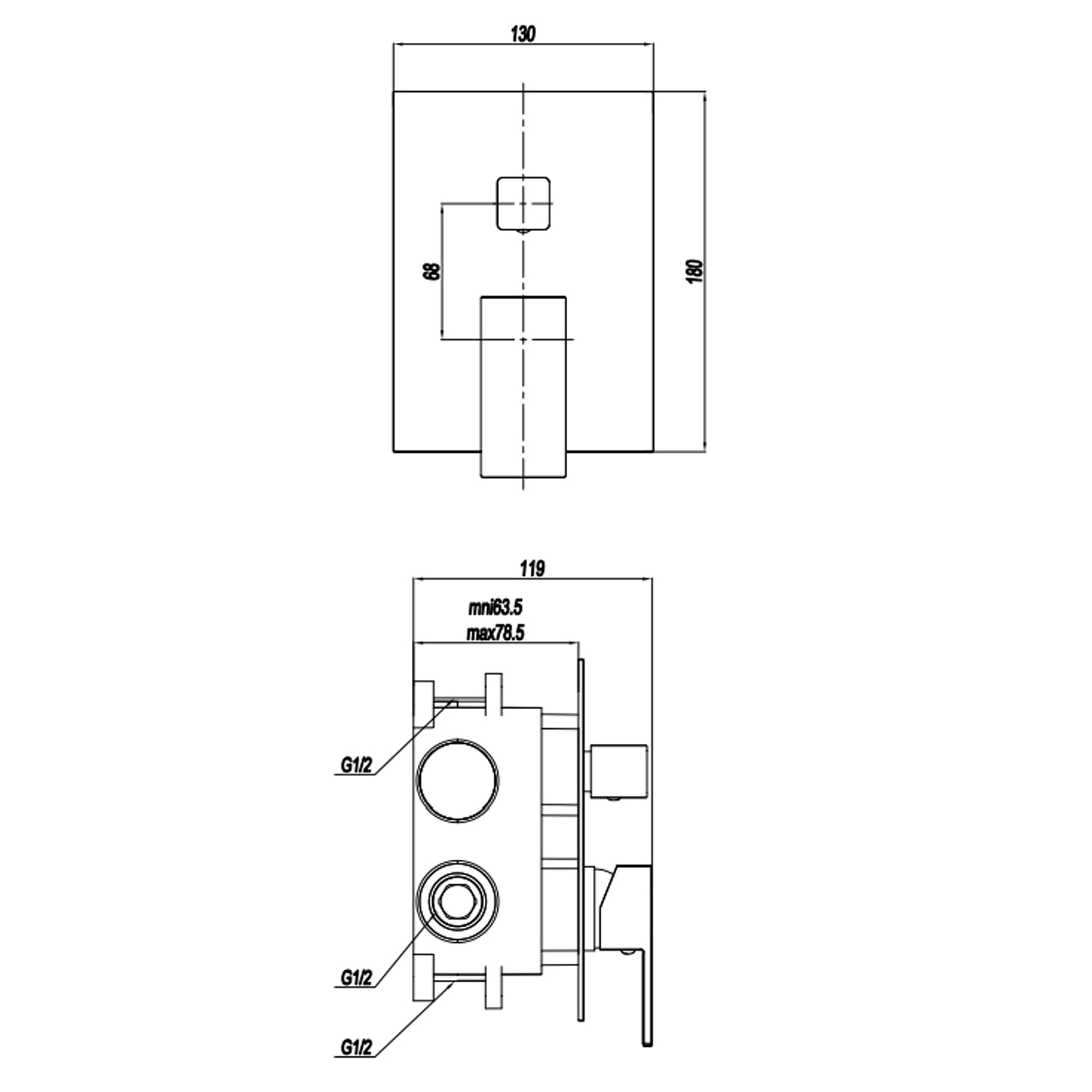Miscelatore monocomando da incasso per doccia con deviatore RubiFlux serie Rose - Cromo