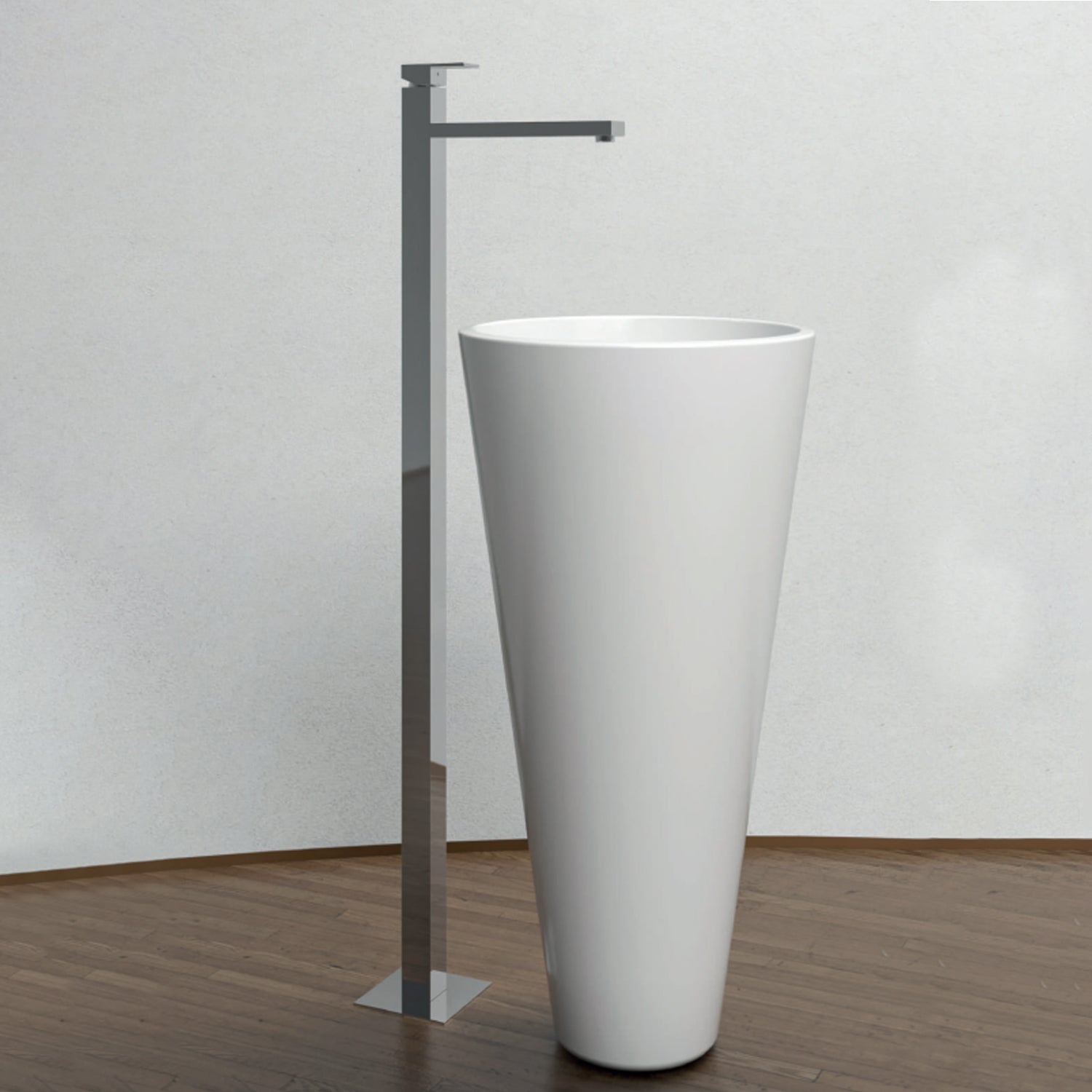 Miscelatore monocomando lavabo freestanding RubiFlux serie Rose - Cromo