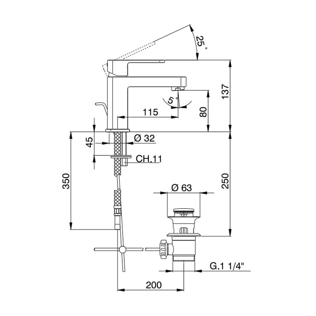 Miscelatore monocomando lavabo RubiFlux serie Dema - Cromo