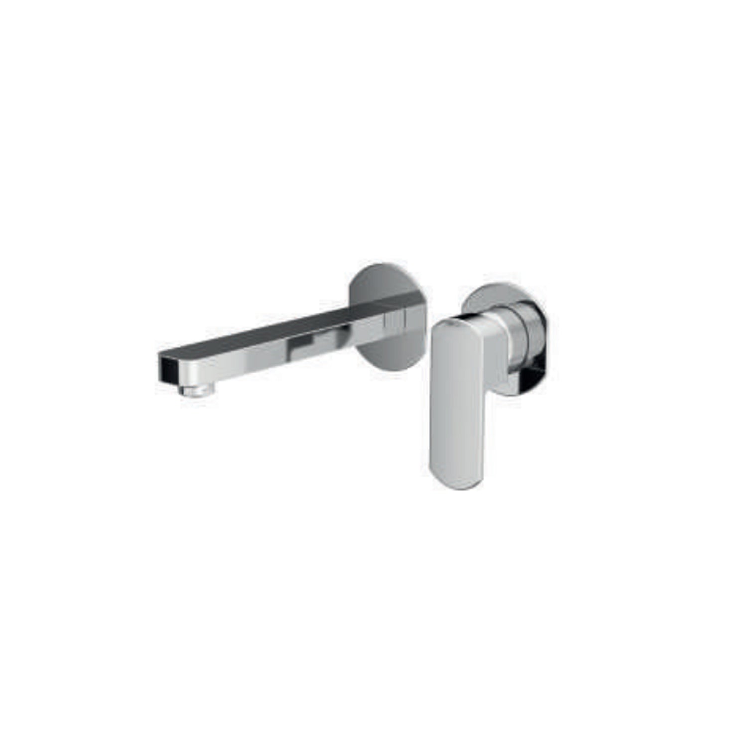 Miscelatore monocomando lavabo murale RubiFlux serie Dema canna 20 cm - Cromo