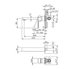 Miscelatore monocomando lavabo murale RubiFlux serie Dema canna 20 cm - Nero Opaco