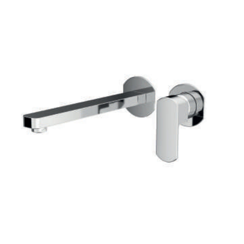 Miscelatore monocomando lavabo murale RubiFlux serie Dema canna 25 cm - Cromo