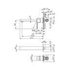 Miscelatore monocomando lavabo murale RubiFlux serie Dema canna 25 cm - Cromo