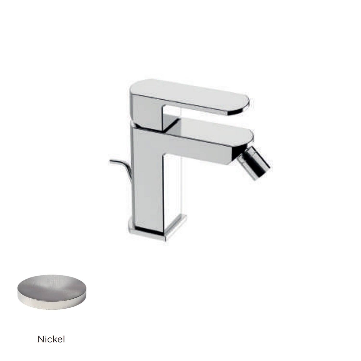 Miscelatore monocomando bidet con scarico RubiFlux serie Dema - Nickel