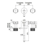 Miscelatore lavabo a muro con bocca cm 24