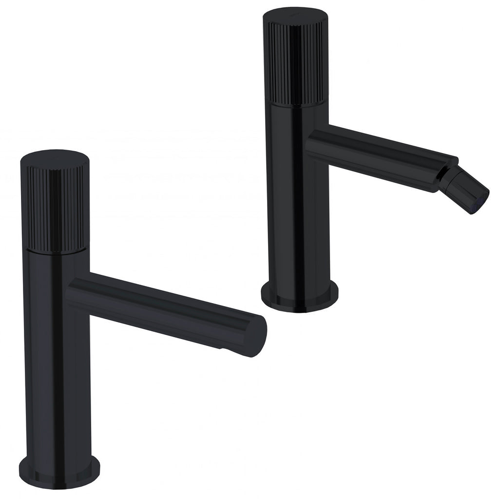 Set di miscelatori lavabo e bidet con scarico click clack Paffoni Jo Nero Opaco