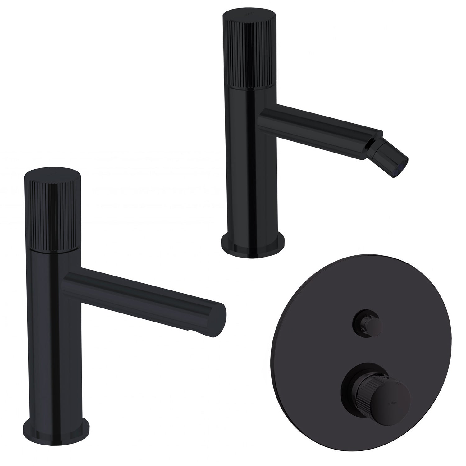 Set di miscelatori lavabo-bidet-doccia con deviatore Paffoni Jo Nero Opaco