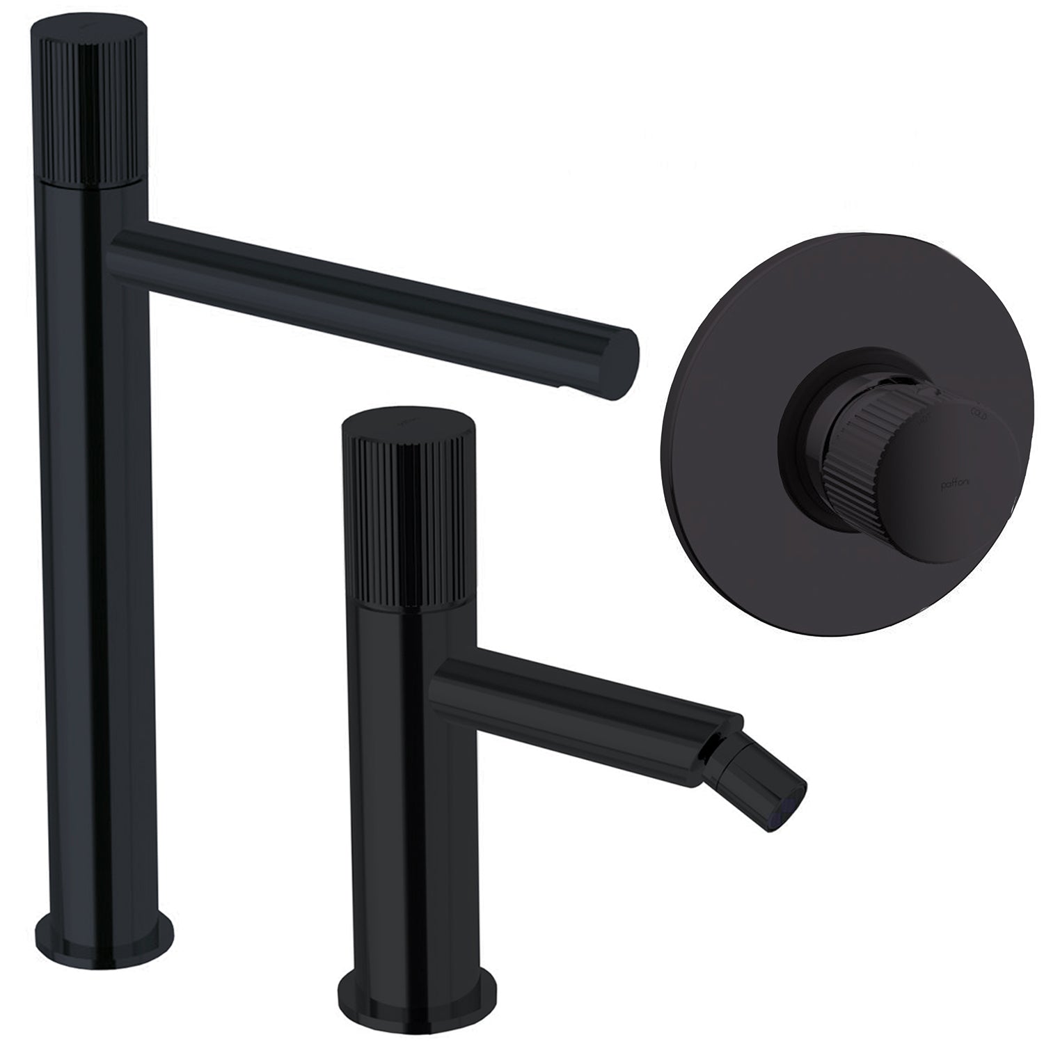 Set di miscelatori lavabo alto-bidet-doccia Paffoni Jo Nero Opaco