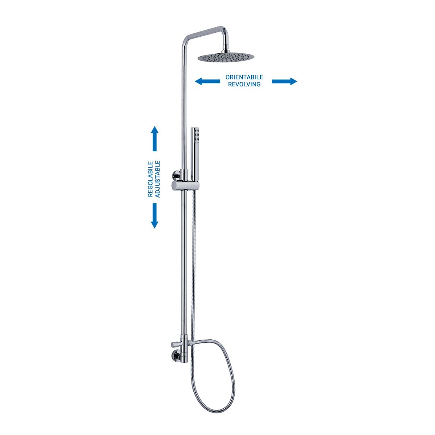 Colonna doccia C40 regolabile con soffione Linz e presa acqua a muro