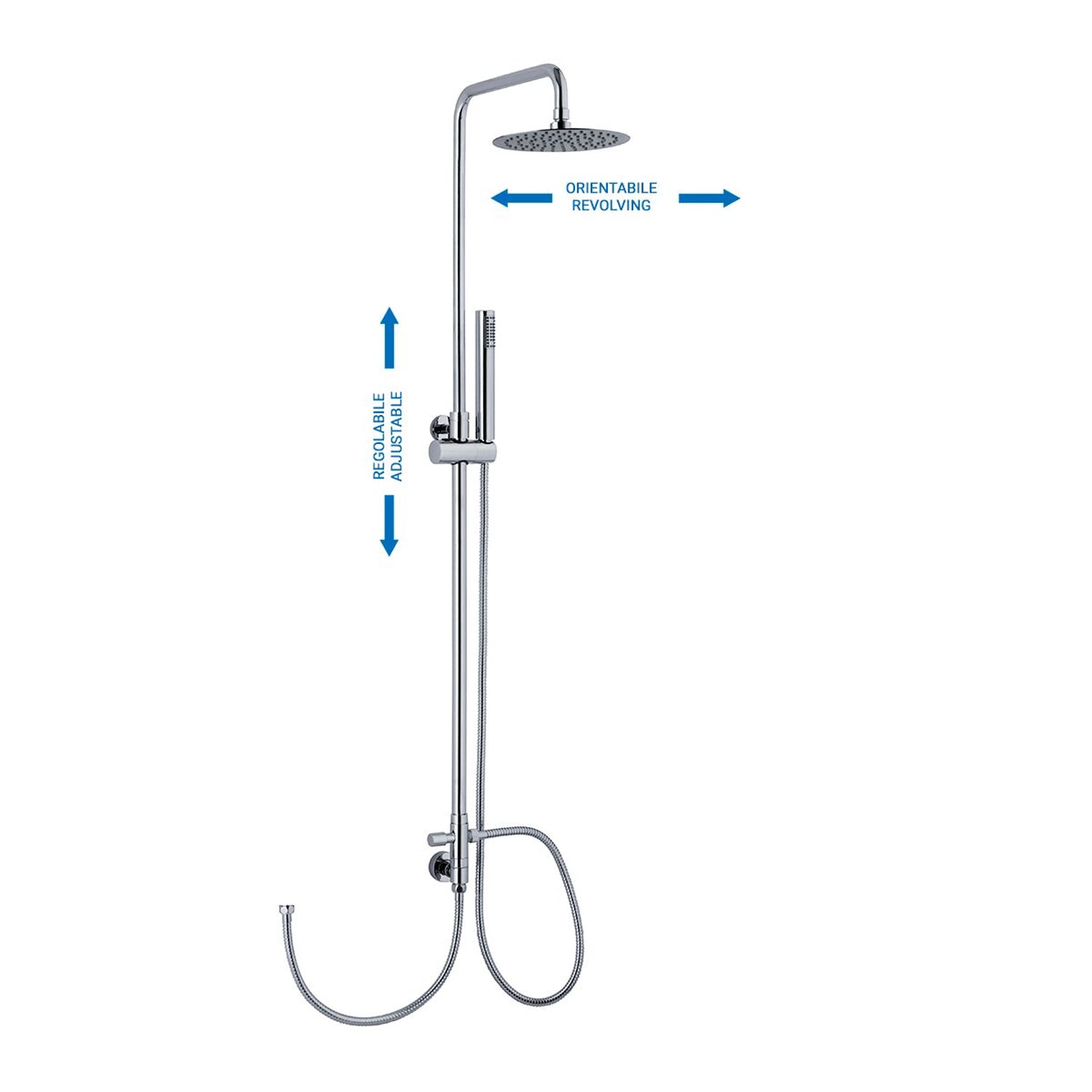 Colonna doccia C40 regolabile con soffione Linz e attacco flessibile