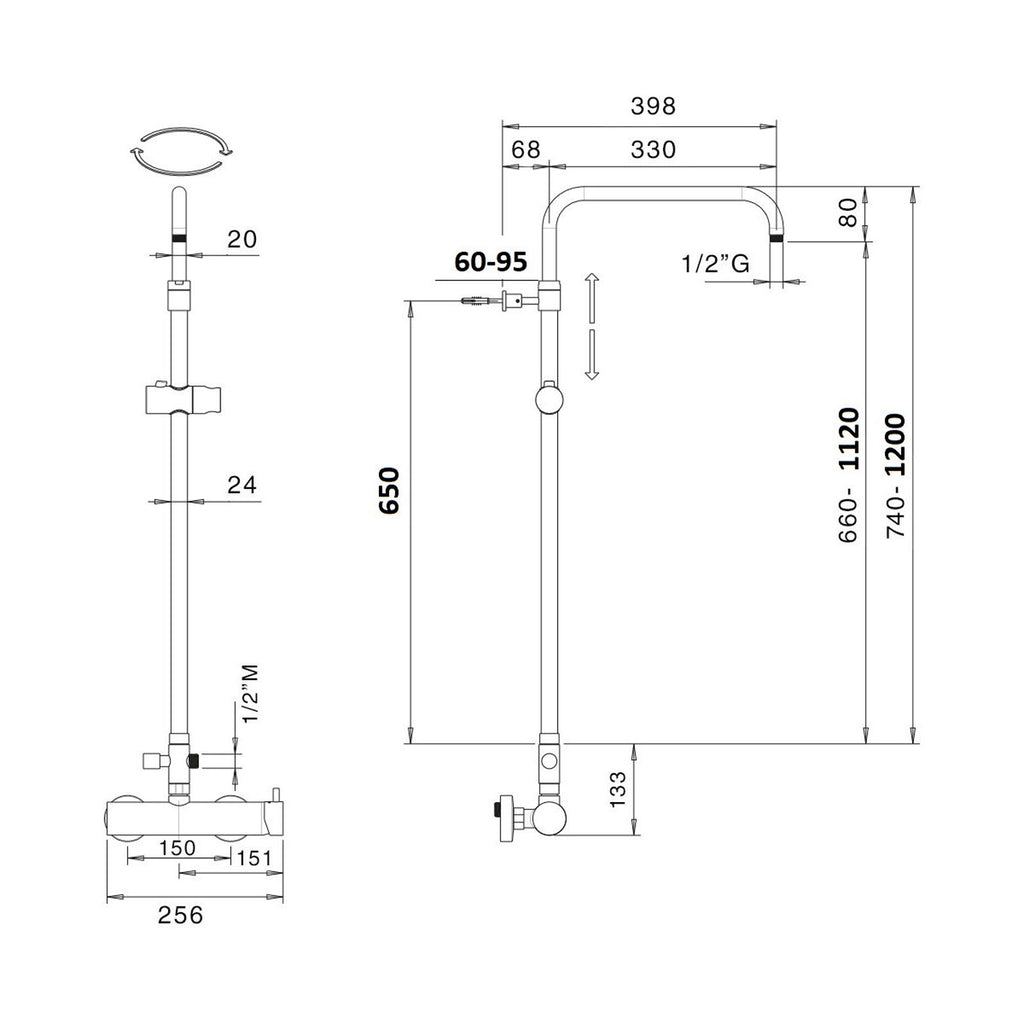 Colonna doccia C40 regolabile con deviatore MX3C