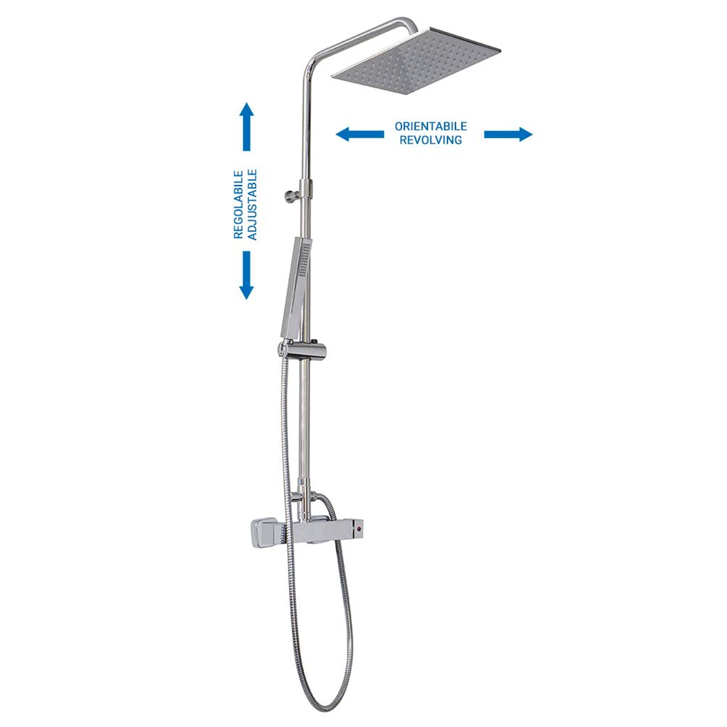 Colonna doccia C40 regolabile con termostatico TM1Q e soffione Parigi