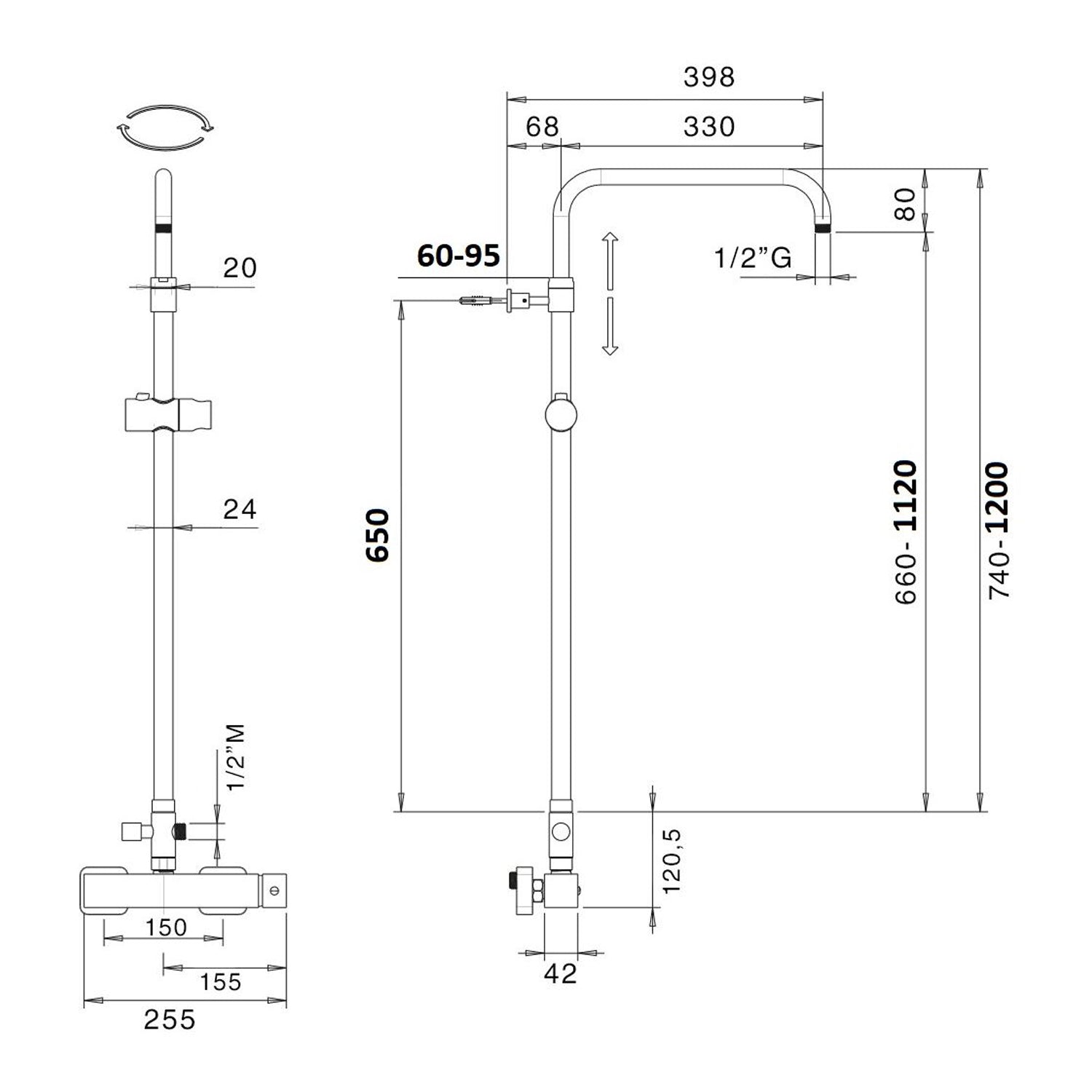 Colonna doccia C40 regolabile con termostatico TM3Q
