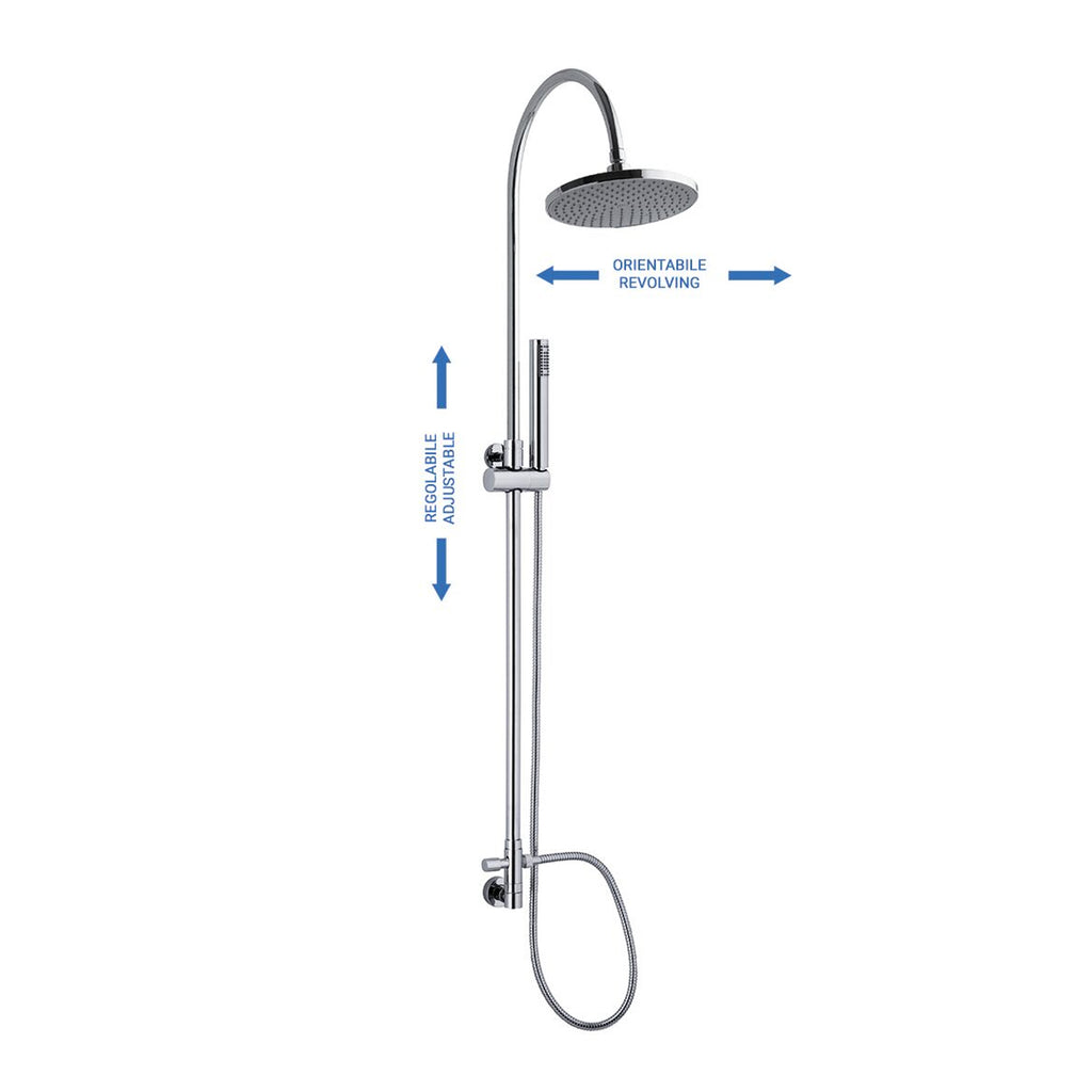 Colonna doccia C37 regolabile con presa acqua a muro e soffione 220mm