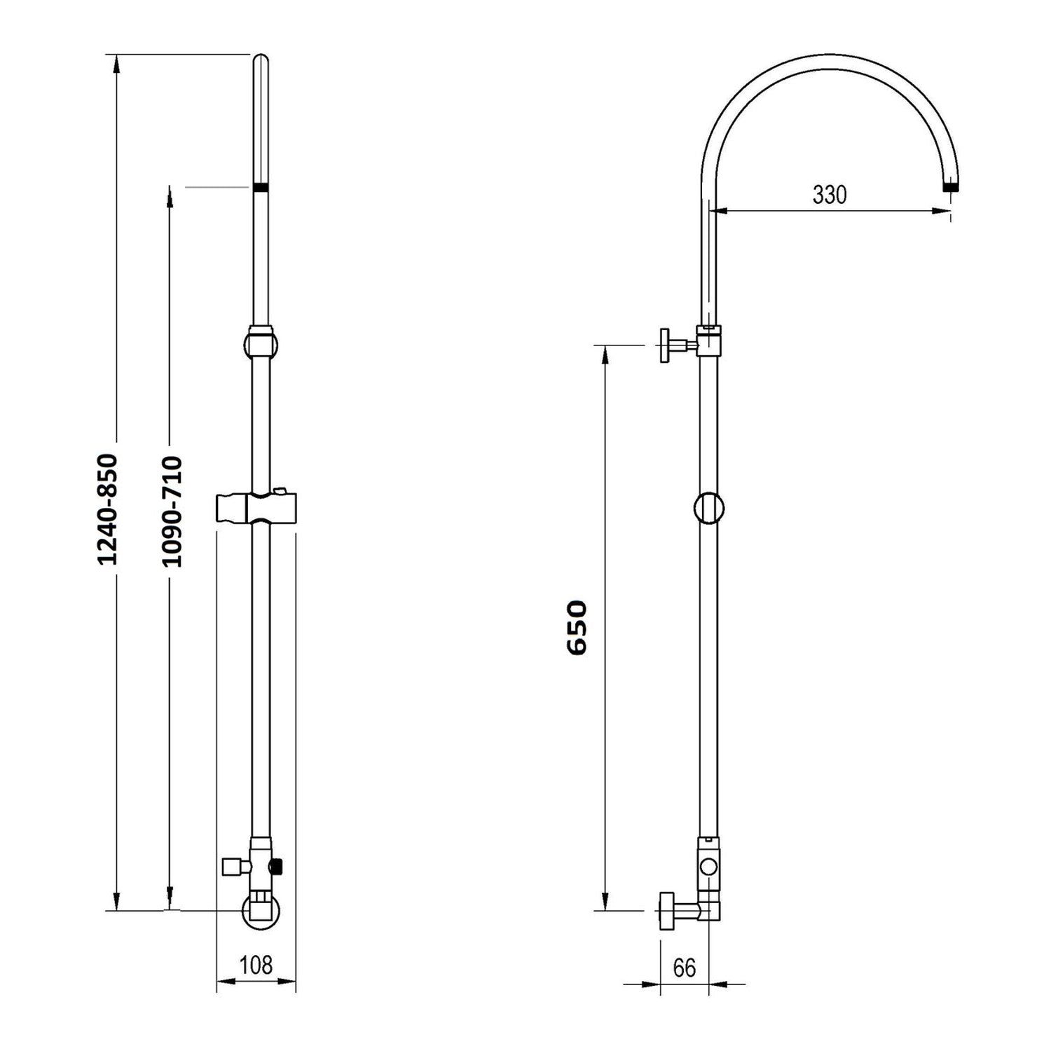 Colonna doccia C37 regolabile con presa acqua a muro e soffione 220mm