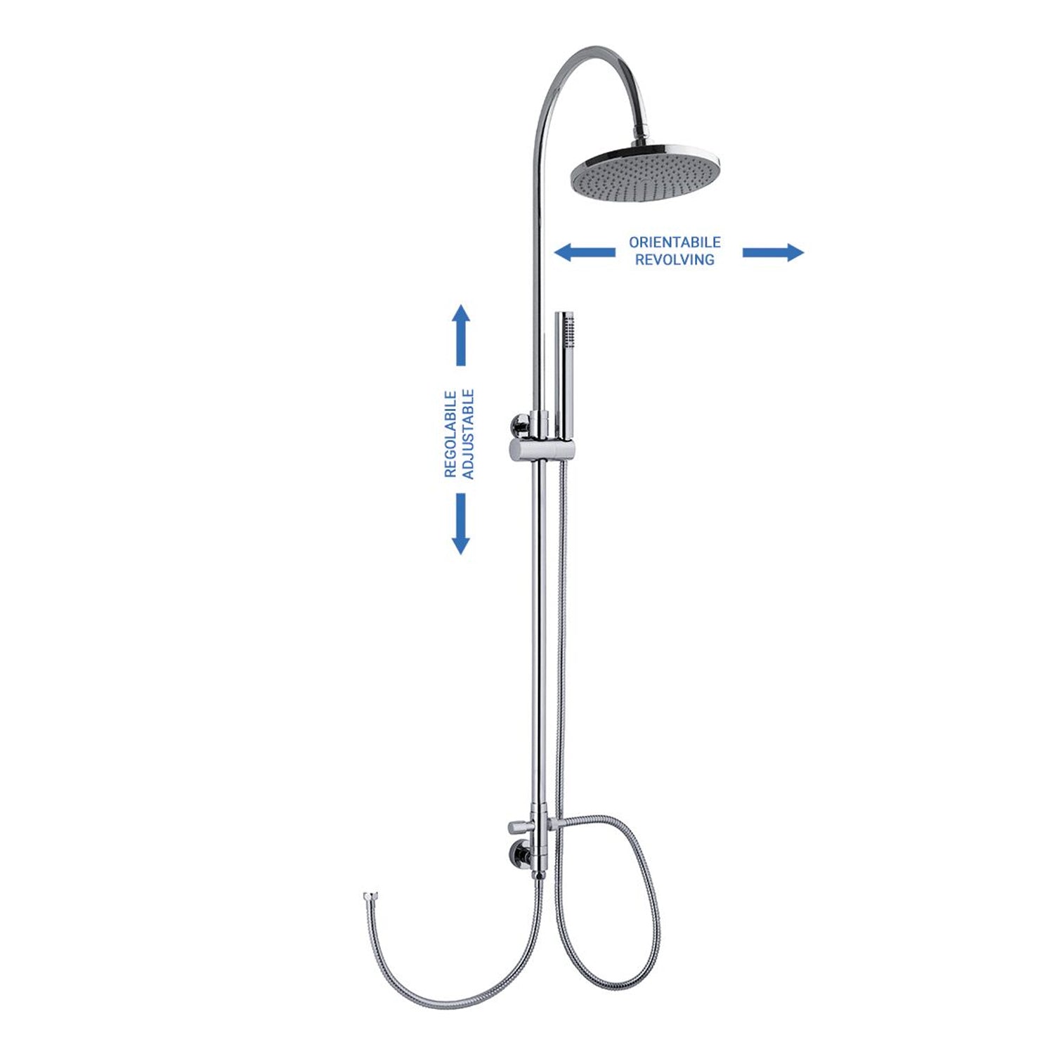 Colonna doccia C37 regolabile con attacco flessibile e soffione 220mm