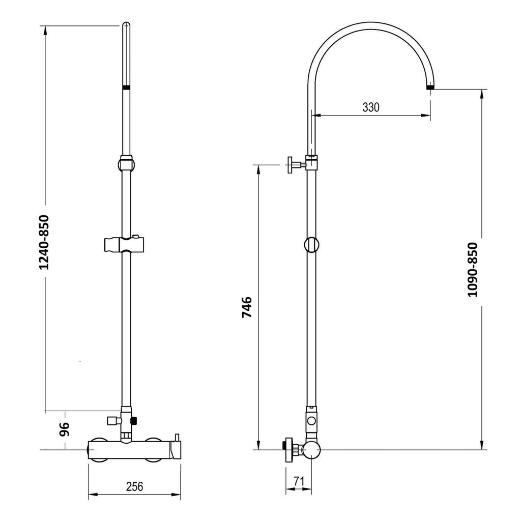 Colonna doccia C37 regolabile con termostatico TM3C